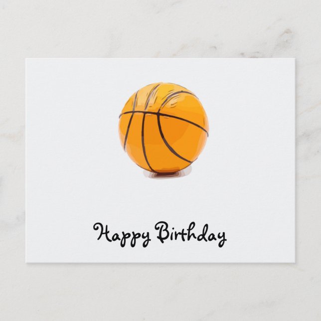Postal Baloncesto con fondo blanco feliz cumpleaños (Anverso)
