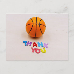 Postal Baloncesto con fondo de madera de agradecimiento
