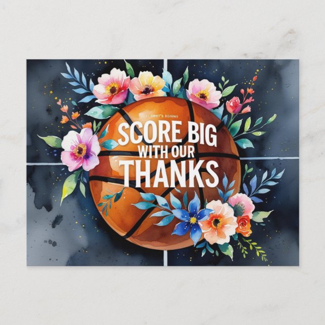 Postal Baloncesto con pelota Gracias por un matrimonio de (Anverso)