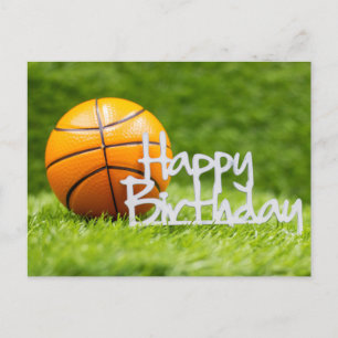 Postal Baloncesto con signo de cumpleaños feliz sobre cés