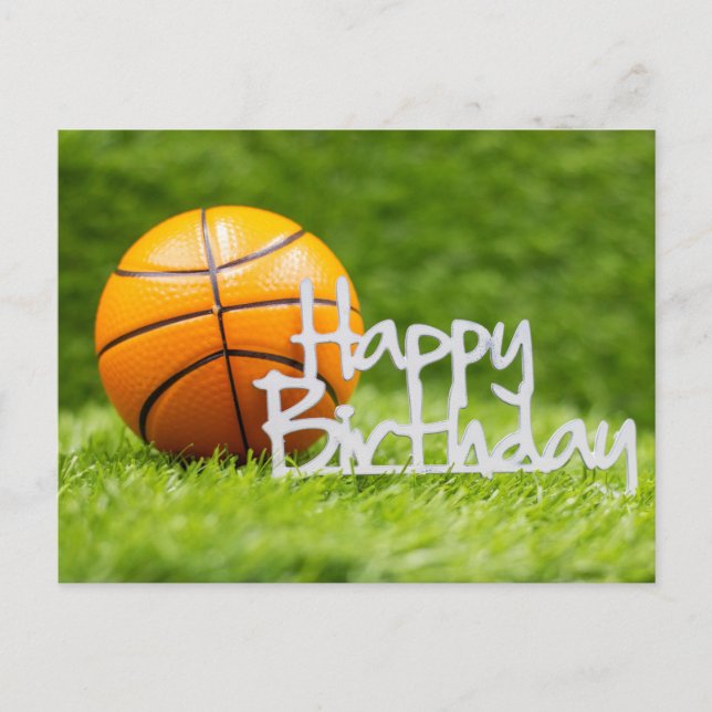 Postal Baloncesto con signo de cumpleaños feliz sobre cés (Anverso)