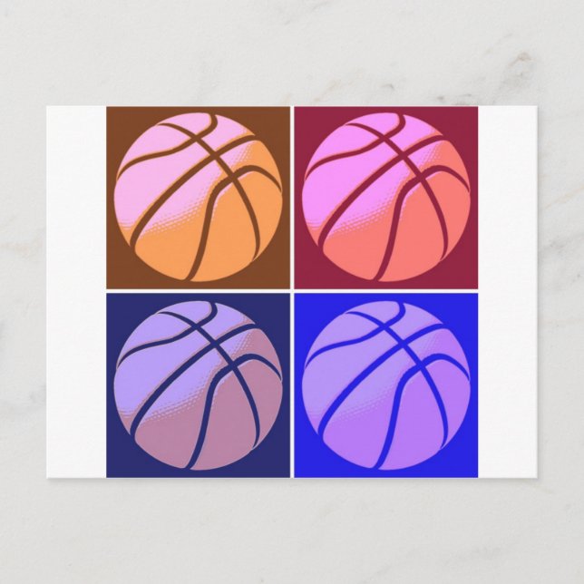 Postal Baloncesto de arte pop (Anverso)