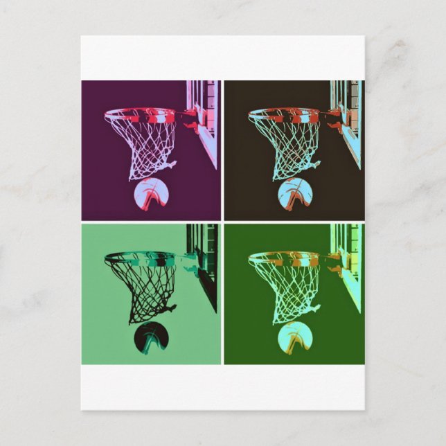Postal Baloncesto de arte pop (Anverso)