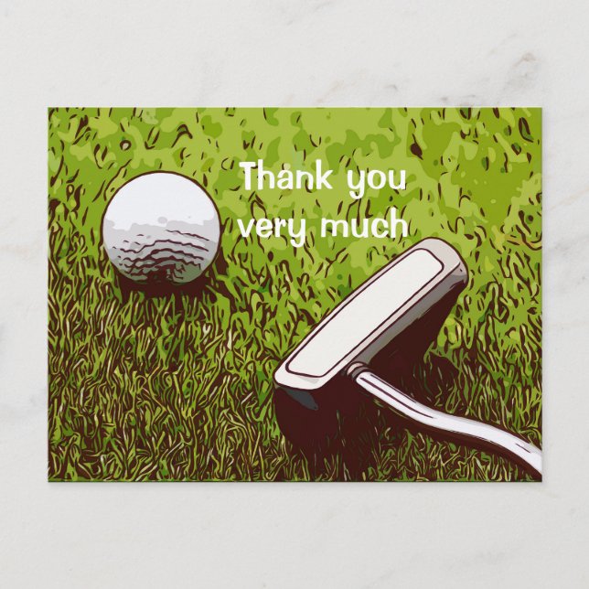 Postal Baloncesto de golf con acuarela de puré gracias (Anverso)
