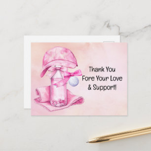 Postal Baloncesto de golf con agradecimiento a la chica r