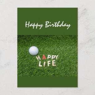 Postal Baloncesto de golf con césped verde desea cumpleañ