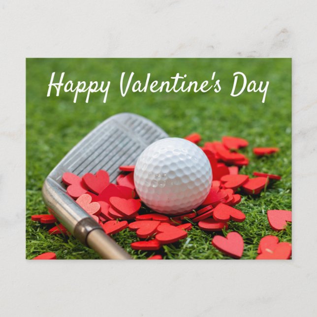 Postal Baloncesto de golf con corazón rojo para El día de (Anverso)