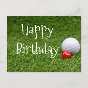 Postal Baloncesto de golf con corazón sobre césped verde