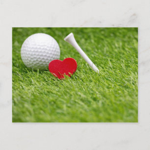 Postal Baloncesto de golf con forma de corazón de amor y 