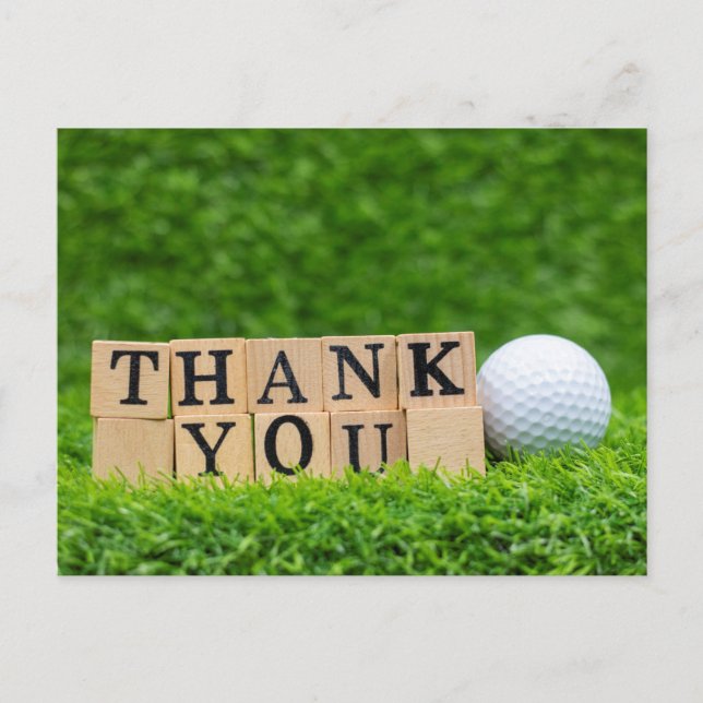 Postal Baloncesto de golf con palabras de agradecimiento  (Anverso)