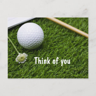 Postal Baloncesto de golf con una flor en el césped piens