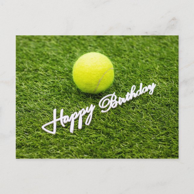 Postal Baloncesto de tenis con feliz cumpleaños en verde (Anverso)