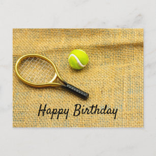 Postal Baloncesto de tenis y cumpleaños feliz