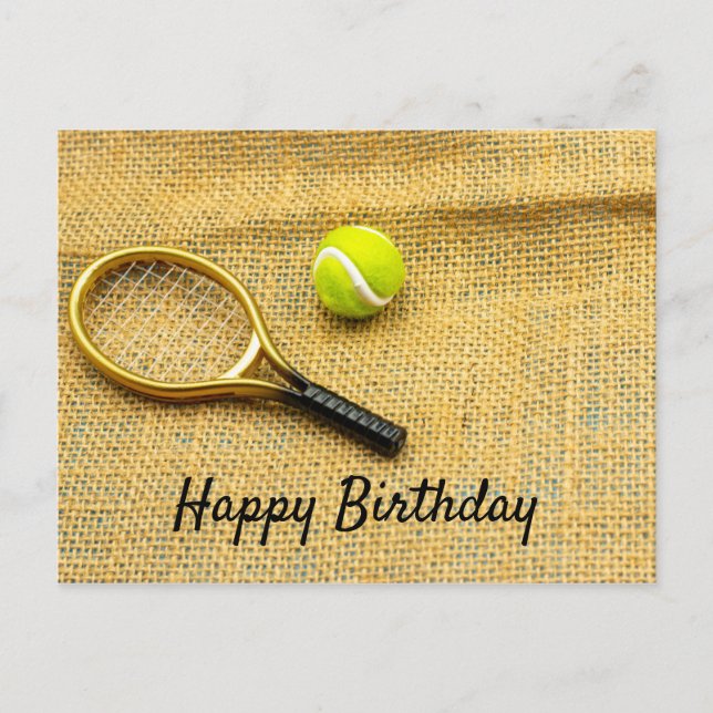Postal Baloncesto de tenis y cumpleaños feliz (Anverso)