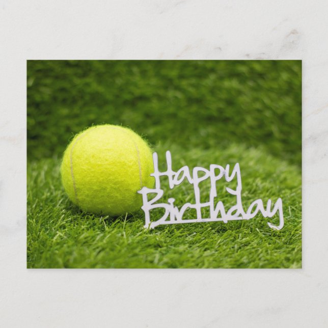 Postal Baloncesto de tenis y palabra de feliz cumpleaños  (Anverso)