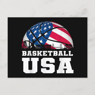 Postal Baloncesto EEUU Apoya al equipo camiseta Bandera d