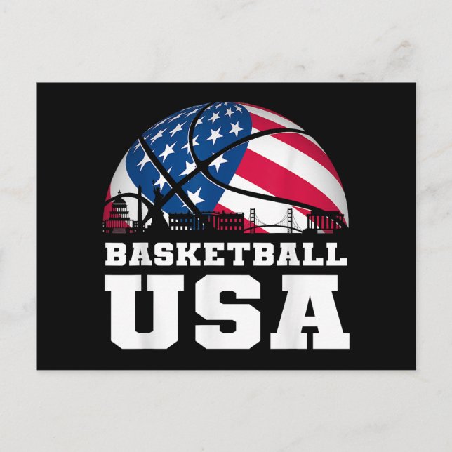 Postal Baloncesto EEUU Apoya al equipo camiseta Bandera d (Anverso)