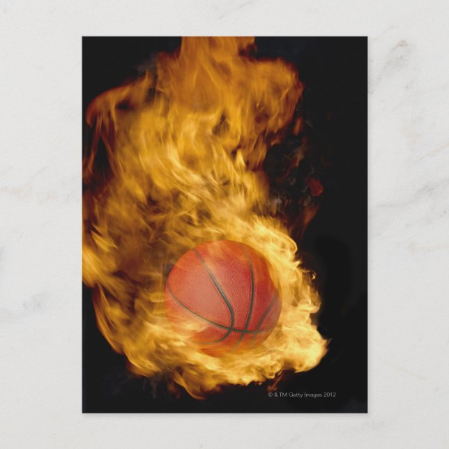 Postal Baloncesto en llamas (compuesto digital) (Anverso)