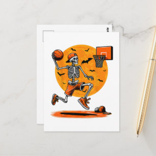 Postal Baloncesto Esqueleto Espeluznante Halloween