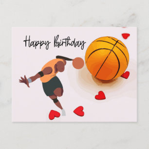 Postal Baloncesto Feliz cumpleaños a jugador con amor