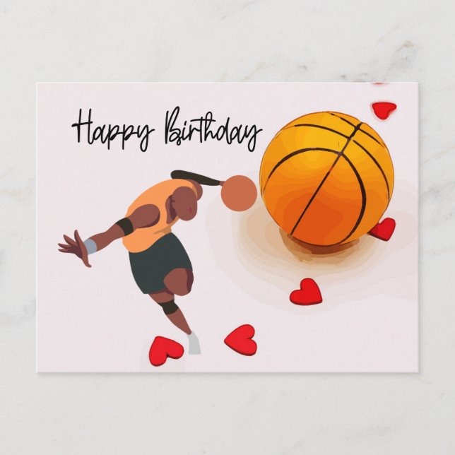 Postal Baloncesto Feliz cumpleaños a jugador con amor (Anverso)