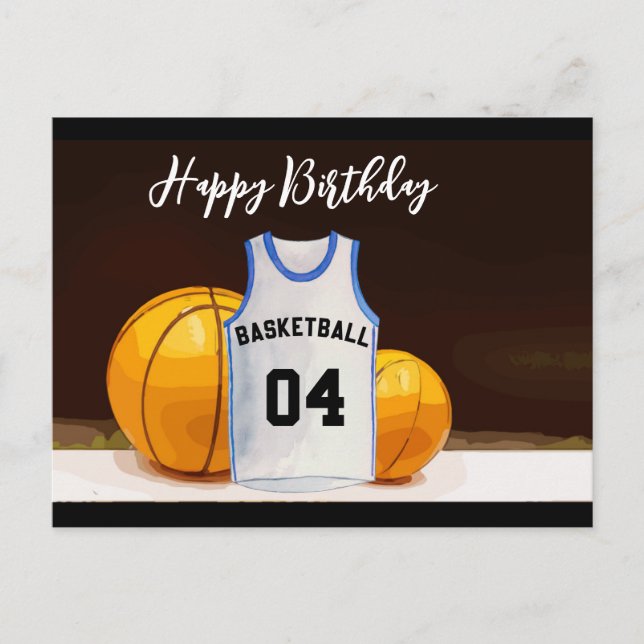 Postal Baloncesto Feliz cumpleaños jugador de baloncesto (Anverso)