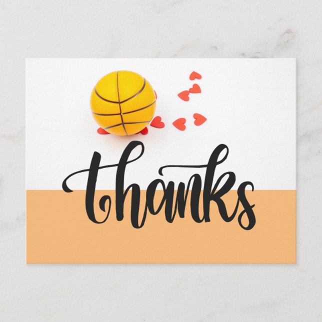 Postal Baloncesto Gracias carta con palabra GRACIAS (Anverso)