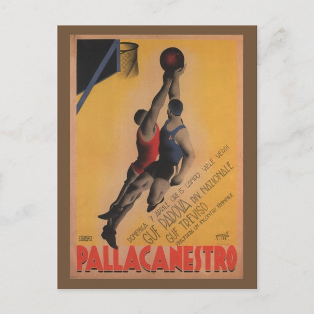 Postal Baloncesto italiano de época (Anverso)