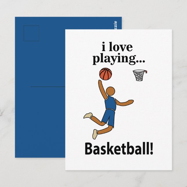 Postal Baloncesto Me encanta jugar baloncesto (Anverso / Reverso)