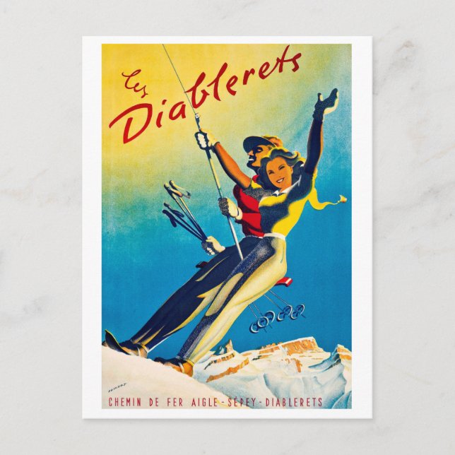 Postal Baloncesto, montaña, pareja en remonte (Anverso)