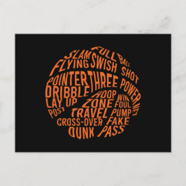 Postal Baloncesto Motivación de Word Cloud Art