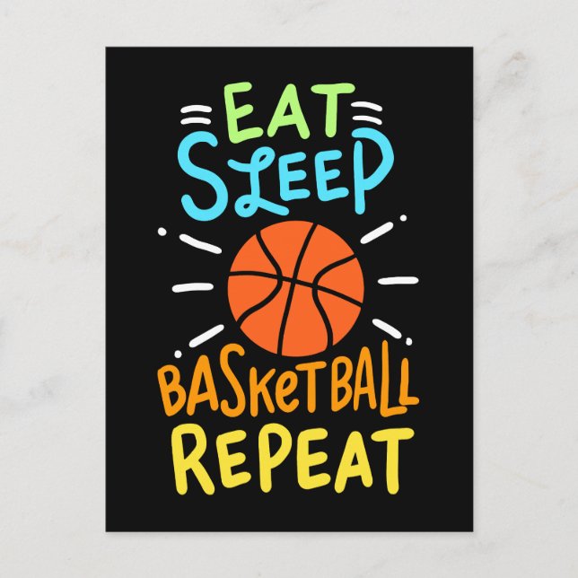 Postal Baloncesto - Repetición de Eat Sleep Basketball (Anverso)