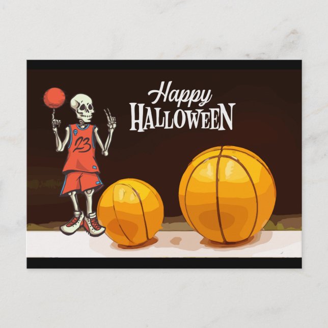 Postal Baloncesto y Halloween fantasma (Anverso)
