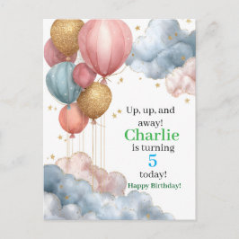 Postal Balones acuáticos de aire caliente y nubes Purpuri