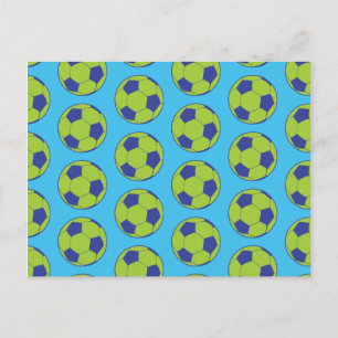 Postal Balones de Fútbol Verde Amantes del Deporte Jugado