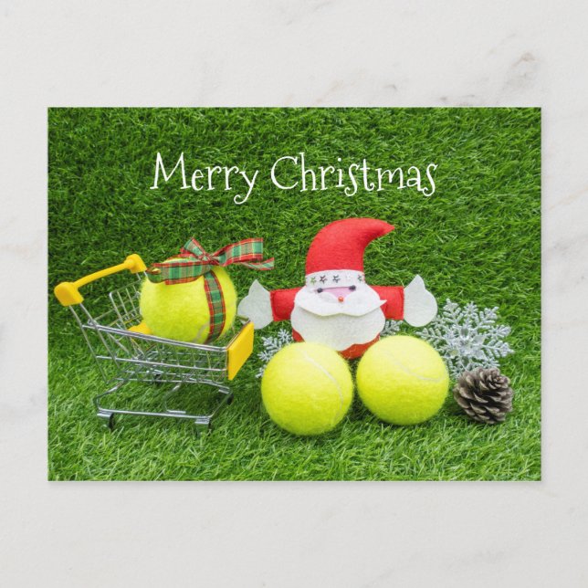 Postal Balonmano de tenis con compras de Navidades de San (Anverso)