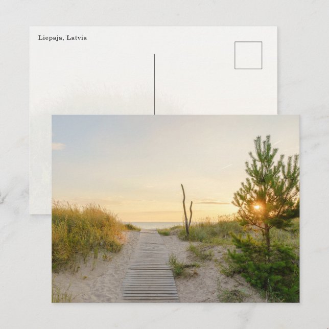 Postal Baltic sea view in Liepaja, Latvia (Anverso / Reverso)