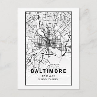 Postal Baltimore, Maryland City Map Art Minimalista
