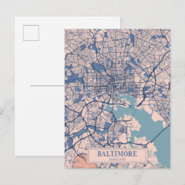 Postal Baltimore Maryland EE. UU. Mapa de la ciudad vento