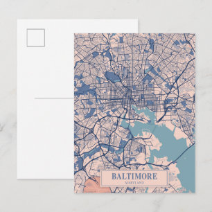 Postal Baltimore Maryland EE. UU. Mapa de la ciudad vento