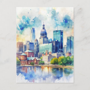 Postal Baltimore, Maryland, EE.UU. Pintura de acuarela