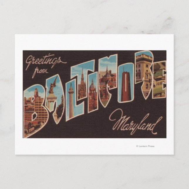 Postal Baltimore, Maryland - Escenas de letras grandes 3 (Anverso)