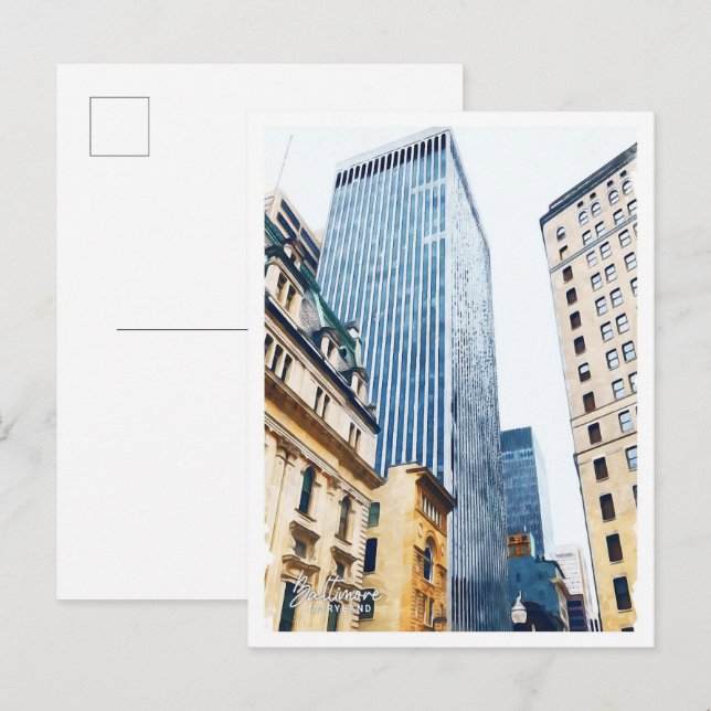 Postal Baltimore Maryland hermosa ciudad de pintura de pe (Anverso / Reverso)