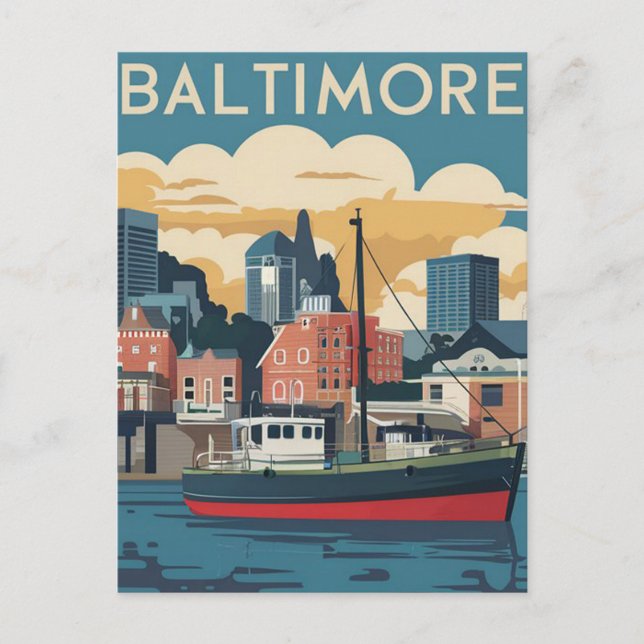 Postal Baltimore, Maryland, Ilustracion de los Estados Un (Anverso)
