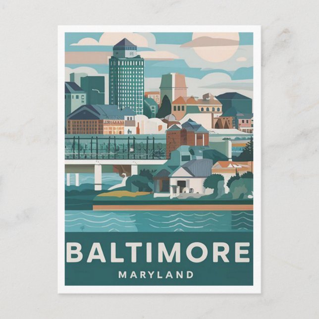 Postal Baltimore, Maryland, Ilustracion de los Estados Un (Anverso)