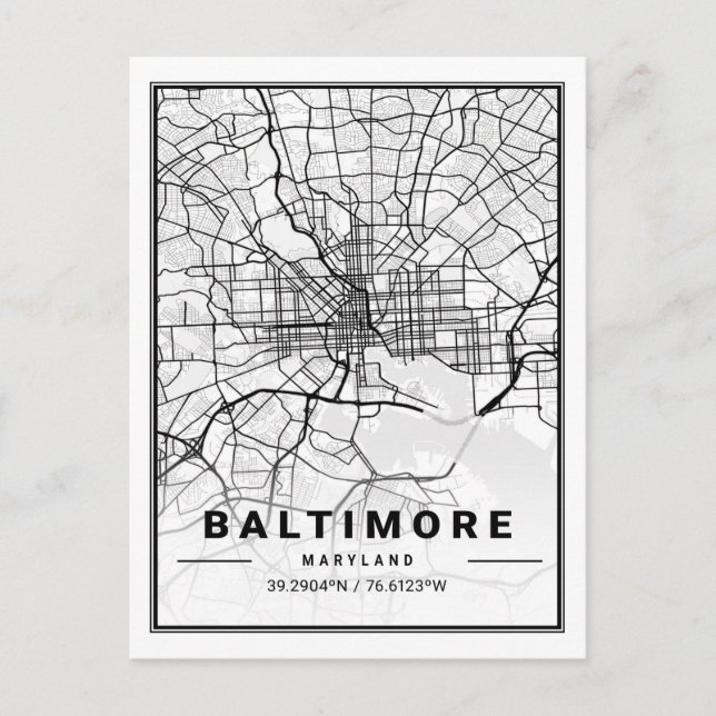 Postal Baltimore Maryland USA Travel City Map (Anverso)