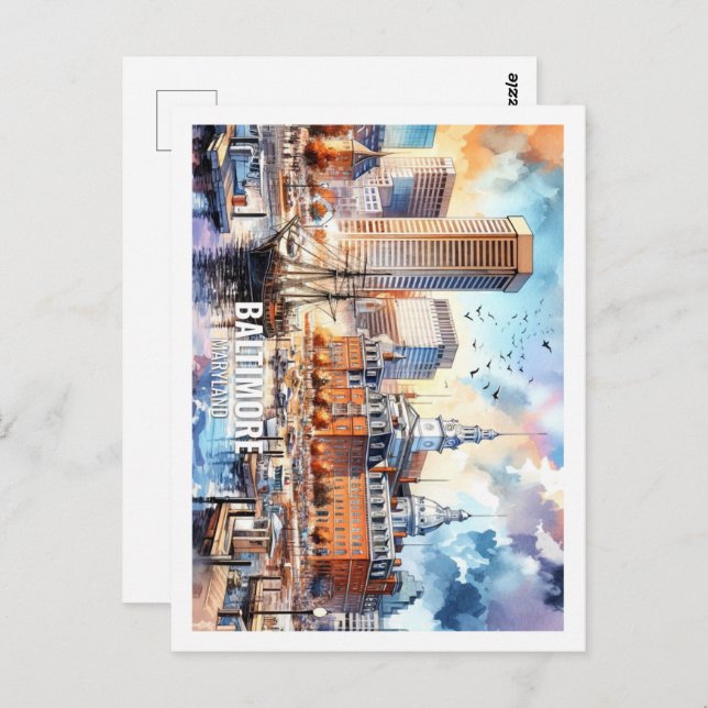 Postal Baltymore Maryland Estados Unidos Famosa Place acu (Anverso / Reverso)