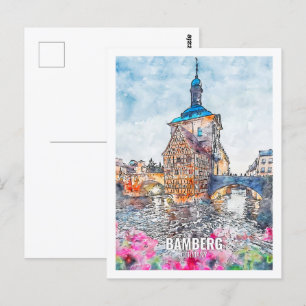 Postal Bamberg Alemania Famoso Travel Place Watercolor