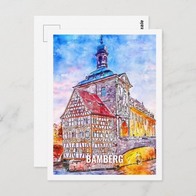 Postal Bamberg Alemania Travel Place Watercolor (Anverso / Reverso)