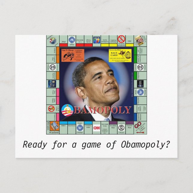 Postal bamopolio, ¿listo para un juego de Obamopolio? (Anverso)